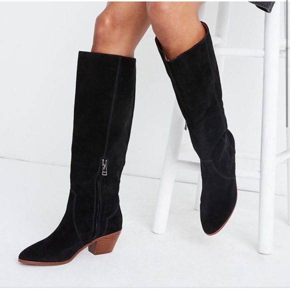 Madewell Shoes - MADEWELL Greta Woman’s Tall Western Black Suede Boots Sz 9